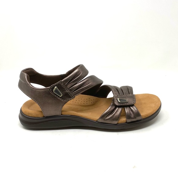 Clarks Kiley Ave Bronze Leather Comfort Sandals - Picture 1 of 7